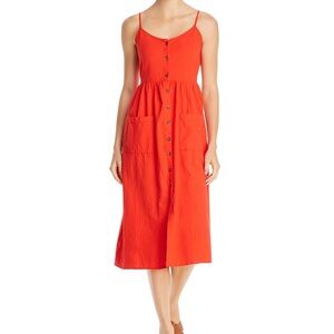 Vero Moda Wanda Button-Front Cotton Midi Dress - M